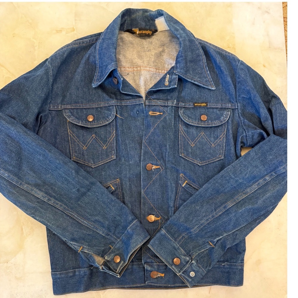 Vintage Wrangler Denim Jacket Made in USA Blue Trucker Jean Jacket Mens 40